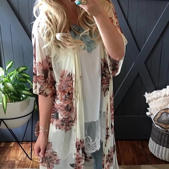 Tops - SOLD OUT!  Long Floral Maxi Duster Kimono Jacket